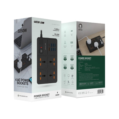 Green Lion UK Power Socket 7 USB-A Port & 1 PD Port